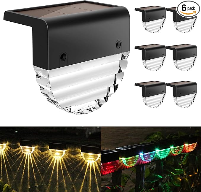 Solar Deck Lights, 6 Pack Waterproof LED Solar